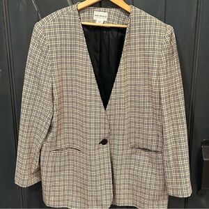 Vintage Haberdashery Women’s Wool Blend Plaid Academia Blazer Plus Size 18W